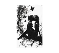 Silhouette of Two Girls Kissing Yard House Drapeaux, 9,6 x 1,5 m, bannière de vœux avec œillets, décoration d'intérieur ou d'extérieur