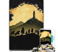Silhouette of Warriors and Tower Landscape Puzzle en Bois, 300 pièces | À offrir : Cadeau puzzle - cadeau loisir pour fan de puzzle avec activité d'intérieur le w nd.