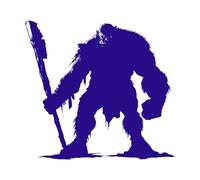silhouette ogre race mythique du jeu avec grand club uniquement Stickers lettrage 67.2x72.5cm Décoration de magasin Bleu foncé