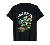 Silhouette panoramique « I Love Irlande » T-Shirt Graphique avec Valeur