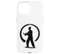 Silhouette Qi Gong dans Un Cercle Zen - Enso Ink Art Coque pour iPhone 15