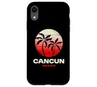 Silhouette rétro de Palm Beach au Coucher du Soleil à Cancún, Mexique Coque pour iPhone XR