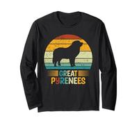 Silhouette rétro du Coucher de Soleil des Pyrénées Manche Longue