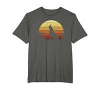 Silhouette rétro d'un loup solitaire hurlant au coucher du T-Shirt
