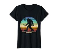 Silhouette rétro Sasquatch Bigfoot Experte de distanciation Sociale T-Shirt Graphique avec Valeur, Femme, Noir, L