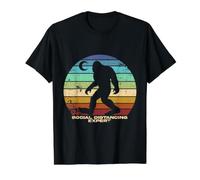 Silhouette rétro Sasquatch Bigfoot Experte de distanciation Sociale T-Shirt Graphique avec Valeur, Homme, Noir, L