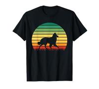 Silhouette rétro Sunset Collie - Chien à Poil Long Vintage T-Shirt