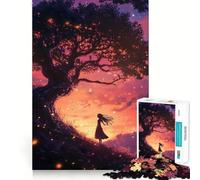 Silhouette sous Un Arbre Magique Puzzle de 1000 pièces pour Adolescents Jeu de réflexion et de détente Découpe Nette Liste de souhaits du Père Noël 38x52cm