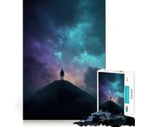 Silhouette sur Un pic sous Un Ciel de nébuleuse Puzzle de 1000 pièces pour Adultes pour stimuler Le Cerveau, se détendre et créer Une œuvre d'art mémorable 38x52cm