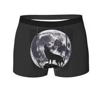 Silhouette Wolf Howling The Moon Boxer pour homme et garçon, sous-vêtements ultra doux et respirants, Style733, Blanc 0., M