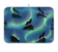 Silhouette Wolf Tapis de séchage absorbant pour comptoir de cuisine, 45,7 x 61 cm