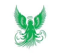 silhouettes d'anges célestes Stickers muraux 36x49.7cm Installation facile Vert