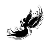 silhouettes d'anges Stickers gravés 54.6x59.4cm Décoration de magasin Noir