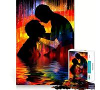 Silhouettes dans l'eau Arc-en-Ciel Puzzle de 1000 pièces pour Adolescents Stimule la mémoire Jeu apaisant Bords Nets Cadeau de Noël 50x75cm