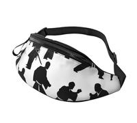 Silhouettes d'arts martiaux imprimé hommes femmes sac banane élégant sac de voyage confortable pour la randonnée, le cyclisme et la course à pied