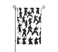 Silhouettes d'arts martiaux imprimés drapeaux de jardin de vacances, 30,5 x 45,7 cm, drapeau toutes saisons, décoration de cour extérieure pour patios