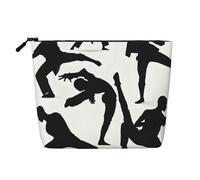 Silhouettes d'arts martiaux Imprimés Silhouettes d'arts martiaux Imprimer Faux Chanvre Trousse de Maquillage - Voyage Et Rangement Quotidien Essentiel - Trousse à Cosmétique Réutilisable, Pochette à