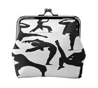 Silhouettes d'arts martiaux - Porte-monnaie compact pour femme avec serrure imperméable pour cadeaux de voyage, Noir , Taille unique, Sac à dos décontracté