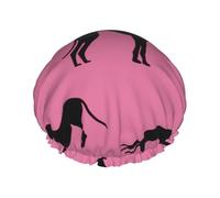 Silhouettes de lévriers Greyt Eda,Bonnet de douche/bonnet de nuit double couche imperméable et élastique, bonnet de bain réutilisable