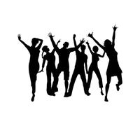 Silhouettes de personnes dansant sur un fond blanc Stickers muraux 68x92.1cm Embellissement mural Noir