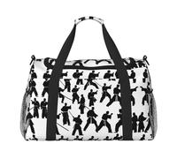 Silhouettes de sac de voyage pour arts martiaux avec fermetures éclair et poignées, grand sac de sport pliable pour vacances en famille, Noir , Taille unique