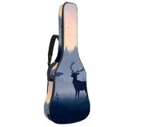 Silhouettes of Morning Forest and Deer Housse de guitare acoustique épaisse rembourrée imperméable pour guitares de 101,6 cm, 104,1 cm, 106,7 cm, Multicolore 01., 42.9x16.9x4.7 in, Sac à dos