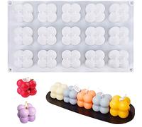 SILICANDO Moule en Silicone pour Bougie à Bulles, Moule en Cire de Soja Fait à la Main 15 en 1, Moule à Bougie en Résine 3D Mini Bubble Cube, Moule à Gâteau en Mousse pour Savon, Pudding, Gâteau