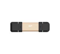 Silicon Power DS72 500Go USB Type-A/Type-C 3.2 Gen 2 Boîtier Aluminium/Caoutchouc Or, Chiffrement AES 256-bit, Compatible Windows/macOS/Linux/Android/iOS