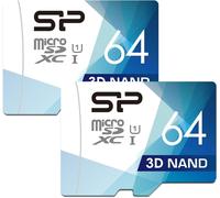 Silicon Power Lot De 2 Cartes Microsd Haute Vitesse Avec Adaptateur 64 Go