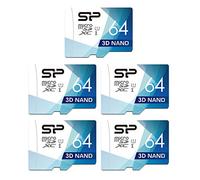 Silicon Power Lot de 5 Cartes MicroSD Haute Vitesse 64 Go avec Adaptateur