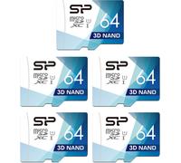 Silicon Power Lot De 5 Cartes Microsd Haute Vitesse 64 Go Avec Adaptateur