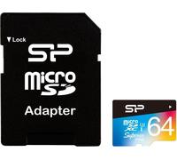 Silicon Power Carte mémoire avec Adaptateur SD Superior Pro 64 Go microSDXC UHS-3, Lecture/écriture jusqu'à 90/80 Mo/s