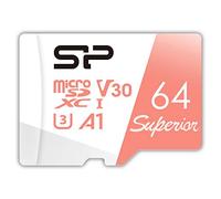 Silicon Power Carte microSDXC Superior SP‑M 64 Go A1 V30 UHS‑I U3 (adaptateur SD inclus)