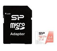 SILICON POWER Superior - Carte mémoire flash (adaptateur microSDXC vers SD inclus(e)) - 64 Go - A1 / Video Class V30 / UHS-I U3 / Class10 - microSDXC UHS-I G