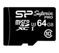 SILICON POWER Superior Pro - Carte mémoire flash (adaptateur microSDXC vers SD inclus(e)) - 64 Go - UHS Class 3 / Class10 - microSDXC UHS-I G