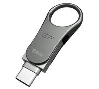 Silicon Power Mobile C80 lecteur USB flash 64 Go USB Type-A / USB Type-C 3.2 Gen 1 (3.1 Gen 1) Titane