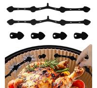 Silicone Aimant Air Fryer 6 PCS, Fixation Anti-Volant pour Papier Cuisson | avec Poignée Anti-Chaleur, Lave-Vaisselle, Réutilisable, Accessoires Airfryer Compatibles avec Ninja, Philips, Cosori , Noir