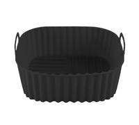 Silicone Air Fryer Liner, Square Air Fry Plate, Non Stick Tray, Heat Resistant Reusable Mat, Kitchen Cookware for Roasting Grilling Baking, Indoor Outdoor Cooking, 21x21cm