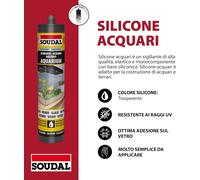 Silicone Aquariums Terrariums Transparent SOUDAL Résistante Rayons UV, 290 ML