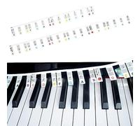 Silicone Autocollants de Clavier de Piano, Amovibles Touches Note Autocollant, Lumineux 61/88 Touches Étiquettes Guide Note Piano, Stickers Musique Clavier pour Débutant Enfants (61 Key B)