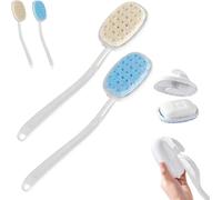 Silicone Back Scrubber with Built-in Soap Reservoir, Detachable C-urved Long Handle Shower Brush, Non-Slip Grip, Quick Drying, Deep Cleansing & Exfoliation, for Neck Shoulder Arm Chest (Mixed)