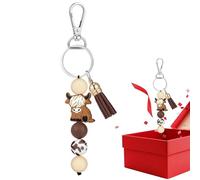 Silicone Beaded Tassels - Cow Keychain Cute Animal Bag Charm Decor