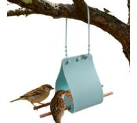 Silicone Bird Feeder Distributeur - Ajustable Strap Hanging Feeder, Wooden Perch Design with Easy Fill, Friendly Feeders with Grip, Accessory Outdoor Decor, Garden Window Bird Watching Backyard