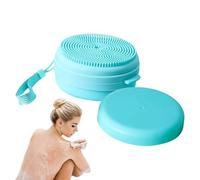 Silicone Body Scrubber, Portable Shower Brush, 2 in 1 Beauty Tool, Blue, Pink, Soap Dispenser Included, for Daily Cleansing, Spa, Travel, Shower, Bath Use, Long Lasting