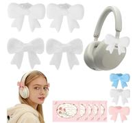 Silicone Bow Headphone Accessory, 3D Bows Decor for Headphones, Bow-Shaped Headphone Decoration Accessory, Stylish Bows Coquettish Headphone Clip Decor for Women Gamers Streamers (2 Pairs * White)