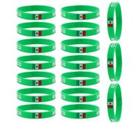 Silicone Bracelets Drapeau du Mexique 20 Pièces | Design Précis du Drapeau Mexicain, Extensibles et Résistants à Sueur, pour Écoles et Défilés