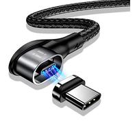 SilicOne Câble de charge rapide USB C magnétique en nylon platine à 90° de 2 m Quick Charge 3.0 câble de données - 1x câble coudé + 1x connecteur USB-C