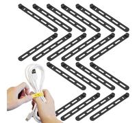 Silicone Cable Straps, 20 Pieces Elastic Cord Organizer Straps, Reusable Wire Management Ties, Flexible Fastening Wraps for Earphones Charging Cables Kitchen Office Home School Car Travel Cable