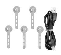 Silicone Cable Ties - Reusable Organizer Set Five, Anti Wire Management with Flexible Grip, Travel Cord Strap, Small Space Storage, Cord Control Kit for Phone Charger Computer Home Office