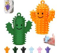 Silicone Cactus Pain Fidget Toy for Adults - Little Ouchies Spiky Sensory Keychain for Anxiety Relief, Stress Stimming Tool & Fun Hard Grippie Gift(2Pcs-C)